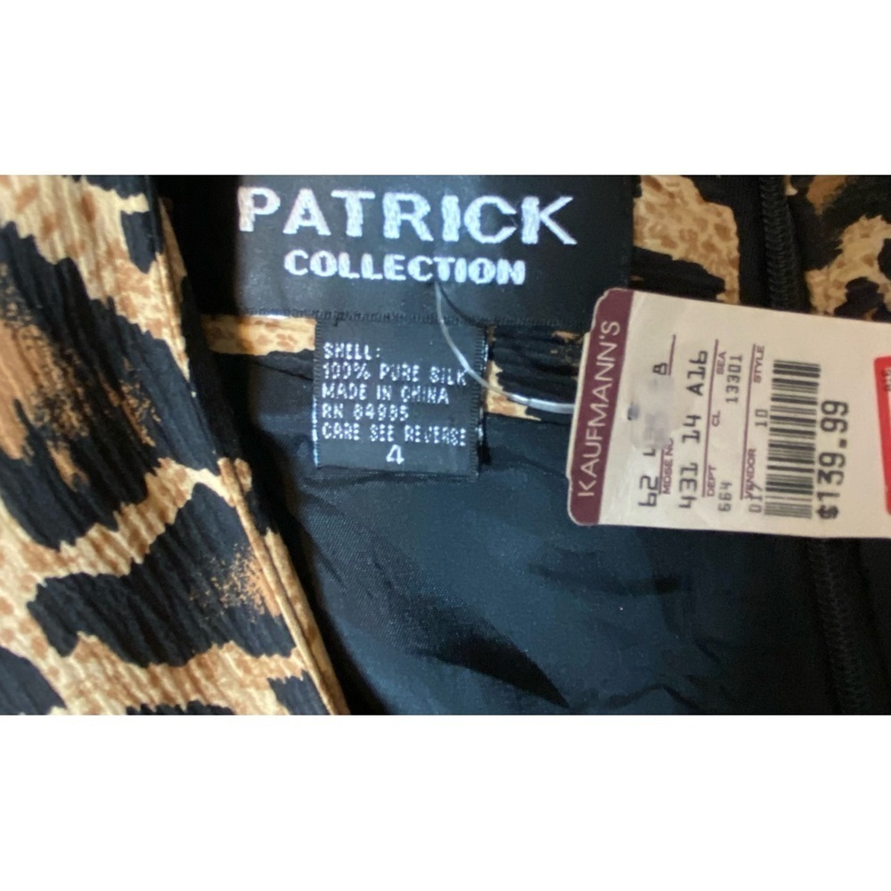 Vintage Silk Dress Size 4 NWT PATRICK COLLECTION Leopard Print Tailored - Picture 5 of 7